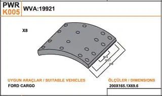 Fren Balatası Ford Cargo 2520-2621