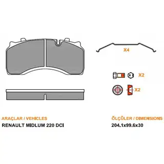 Fren Balatası Renault Premium Magnum Kerax Midlum Ön Arka 220
