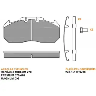 Fren Balatası Renault Premium Magnum Kerax Midlum 270 370 420