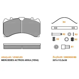 Disk Balatası Mercedes Actros Axor Arka Y.M