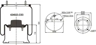 Komple Körük Metal Piston 424023 C03
